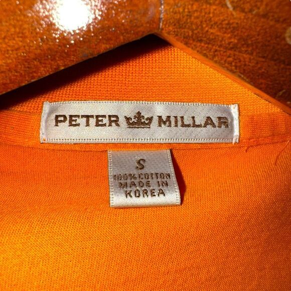Peter Millar University Orange Mercerized Corton Golf Polo Shirt S - Picture 2 of 8
